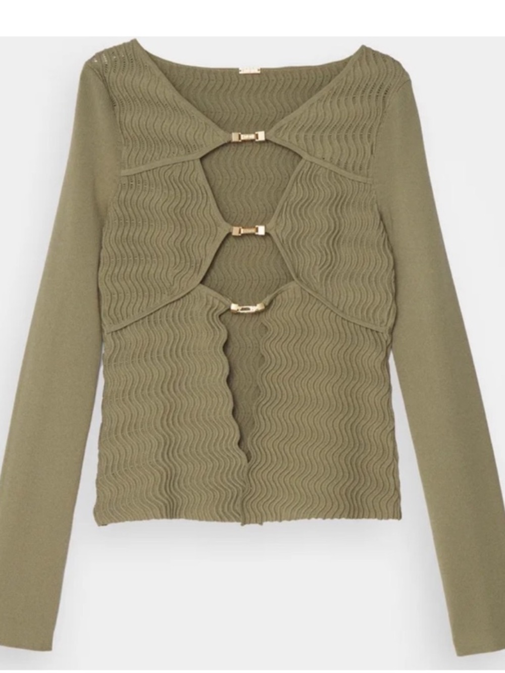 Cult Gaia Troi Knit Top In Olive - Picture 3 of 8